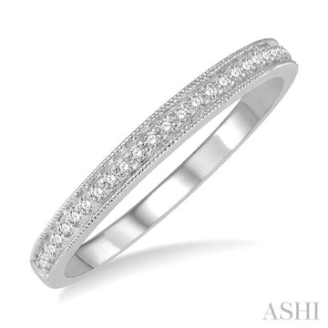 1/10 Ctw Round Cut Diamond Wedding Band in 14K White Gold